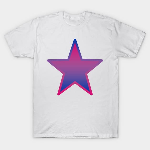 Bi+ Star (Bi Flag with upside-down Bi Flag outline) T-Shirt by opalaricious